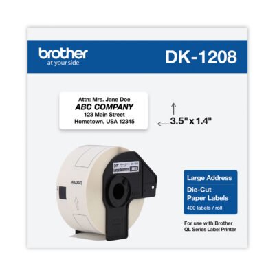 Die-Cut Address Labels, 1.4″ x 3.5″, White, 400 Labels/Roll