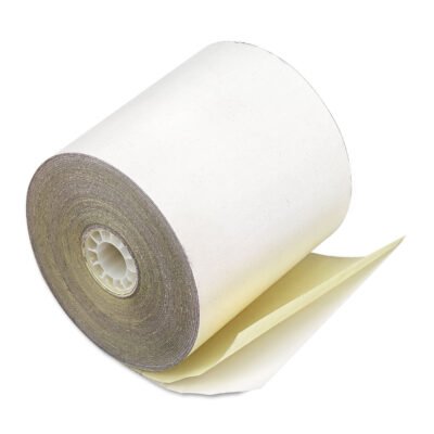 Impact Printing Carbonless Paper Rolls, 2.25″ x 70 ft, White/Canary, 50/Carton