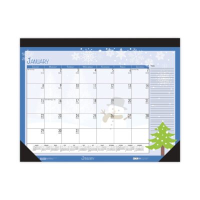 Recycled Desk Pad Calendar, Earthscapes Seasonal Artwork, 18.5 x 13, Black Binding/Corners,12-Month (Jan to Dec): 2023