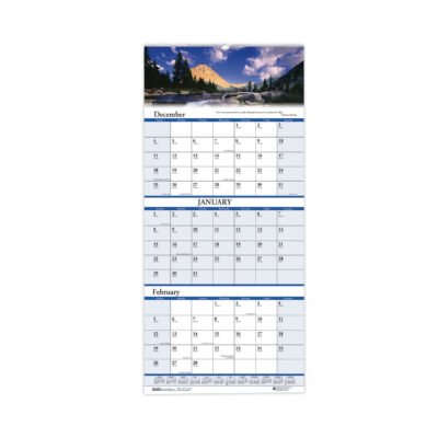 Earthscapes Recycled 3-Month Vertical Wall Calendar, Scenic Photography, 8 x 17, White Sheets, 14-Month (Dec-Jan): 2022-2024