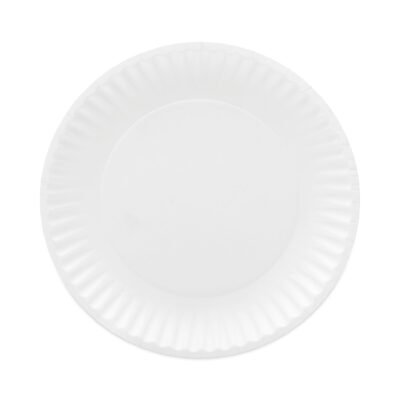Coated Paper Plates, 6″ dia, White, 100/Pack, 12 Packs/Carton