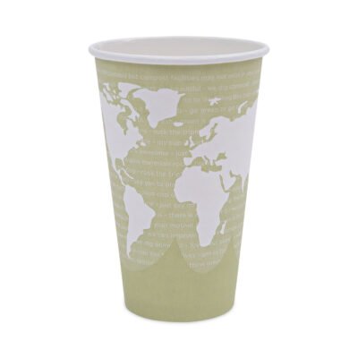 World Art Renewable and Compostable Hot Cups, 16 oz, 50/Pack, 20 Packs/Carton