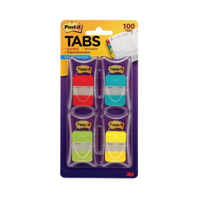 1″ Plain Solid Color Tabs, 1/5-Cut, Assorted Colors, 1″ Wide, 100/Pack