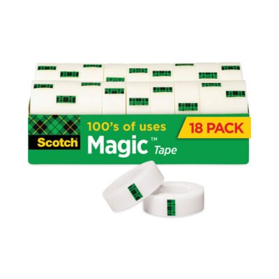 Magic Tape Cabinet Pack, 1″ Core, 0.75″ x 83.33 ft, Clear, 18/Pack