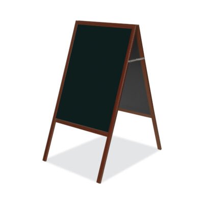 Magnetic Wet Erase Board, 25 x 35, 45″ Tall, Black Surface, Cherry Wood Frame