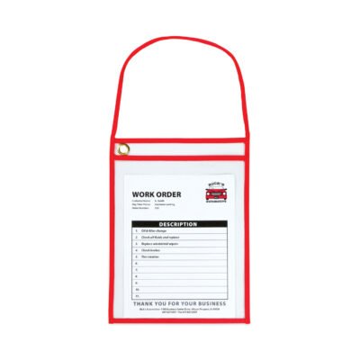 1-Pocket Shop Ticket Holder w/Setrap and Red Stitching, 75-Sheet, 9 x 12, 15/Box