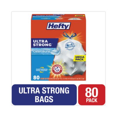 Ultra Strong Scented Tall White Kitchen Bags, 13 gal, 0.9 mil, 23.75″ x 24.88″, White, 80/Box