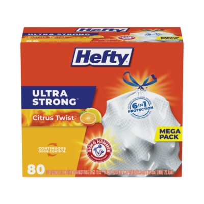 Ultra Strong Scented Tall White Kitchen Bags, 13 gal, 0.9 mil, 23.75″ x 24.88″, White, 80 Bags/Box, 3 Boxes/Carton