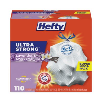 Ultra Strong Scented Tall White Kitchen Bags, 13 gal, 0.9 mil, 23.75″ x 24.88″, White, 110 Bags/Box, 3 Boxes/Carton