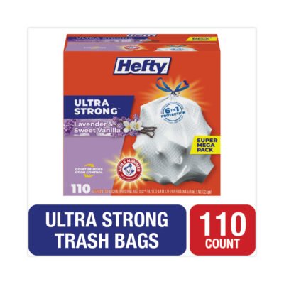 Ultra Strong Scented Tall White Kitchen Bags, 13 gal, 0.9 mil, 23.75″ x 24.88″, White, 110/Box