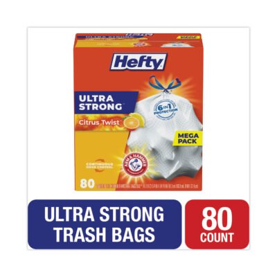 Ultra Strong Scented Tall White Kitchen Bags, 13 gal, 0.9 mil, 23.75″ x 24.88″, White, 80/Box