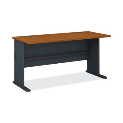 Series A Collection Workstation Desk, 59.63″ x 26.88″ x 29.88″, Natural Cherry/Slate Gray