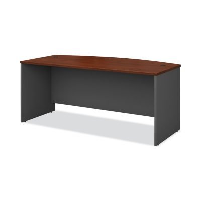 Series C Collection Bow Front Desk, 71.13″ x 36.13″ x 29.88″, Hansen Cherry/Graphite Gray