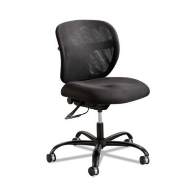 Vue Intensive-Use Mesh Task Chair, Supports Up to 500 lb, 18.5″ to 21″ Seat Height, Black Vinyl Seat/Back, Black Base