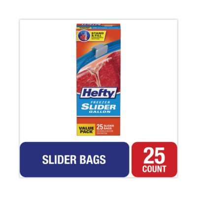 Slider Bags, 1 gal, 2.5 mil, 10.56″ x 11″, Clear, 25 Bags/Box, 9 Boxes/Carton