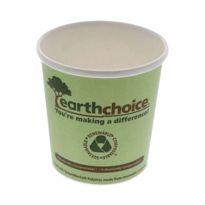 EarthChoice Compostable Soup Cup Large, 16 oz, 3.63″ Diameter x 3.88″h, Green, Paper, 500/Carton