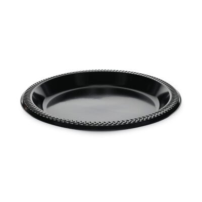 Prairieware Impact Plastic Dinnerware, Plate, 10.25″ dia, Black, 500/Carton