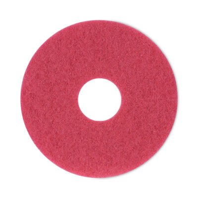 Buffing Floor Pads, 12″ Diameter, Red, 5/Carton