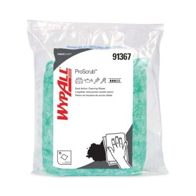 Power Clean ProScrub Pre-Saturated Wipes, 12 x 9.5, Citrus Scent, Green, 75/Pack, 6 Packs/Carton