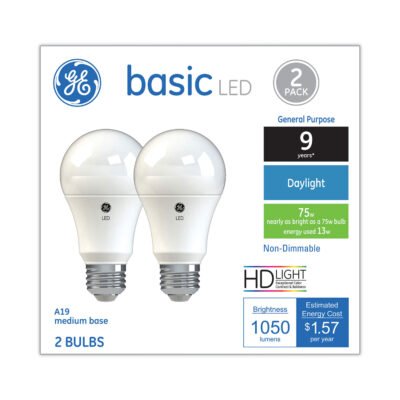 Basic LED Bulbs, A21, 13 W, Daylight, 2/Pack