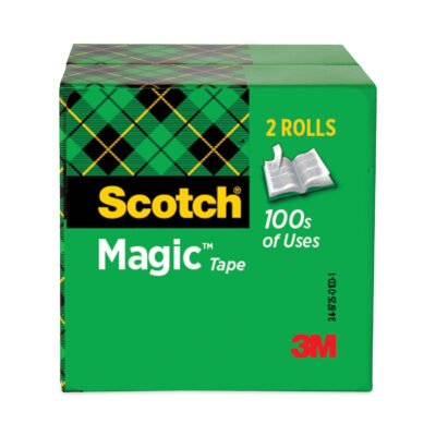 Magic Tape Refill, 3″ Core, 0.5″ x 72 yds, Clear, 2/Pack