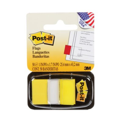 1″ Flags Value Pack, Canary Yellow, 50 Flags/Dispenser, 24 Dispensers/Pack