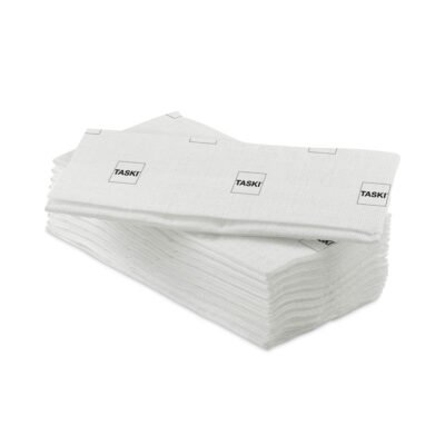 Taskisum Disposable Microfiber Mop, 17.7 x 4.9 White Microfiber Head, 25/Pack