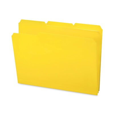 Top Tab Poly Colored File Folders, 1/3-Cut Tabs: Assorted, Letter Size, 0.75″ Expansion, Yellow, 24/Box