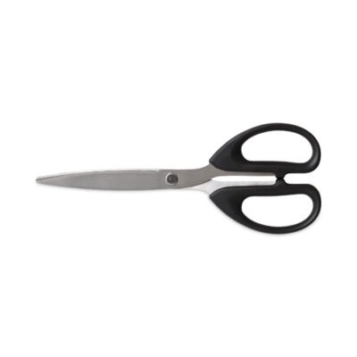 Ambidextrous Stainless Steel Scissors, 7″ Long, 3.23″ Cut Length, Black Straight Symmetrical Handle
