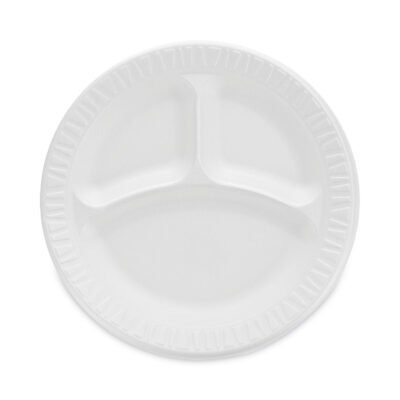 Concorde Non-Laminated Foam Plate, 3-Compartment, 9″ dia, 125/Pack, 4 Packs/Carton