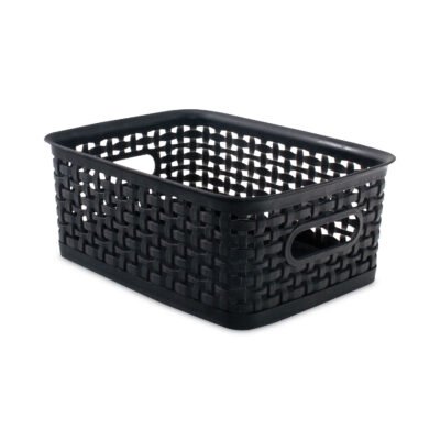 Plastic Weave Bin, Small, 10″ x 7.5″ x 4″, Black