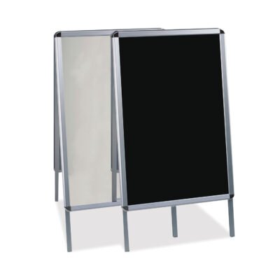 Wet Erase Board, Double Sided, 23 x 33, 42″ Tall, Black Surface, Silver Aluminum Frame