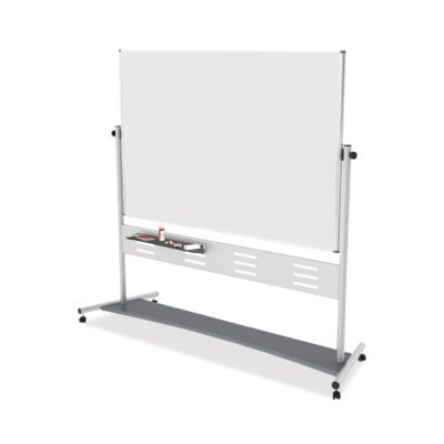 Revolver Easel, 70.8 x 47.2, 80″ Tall Easel, Horizontal Orientation, White Surface, Silver Aluminum Frame