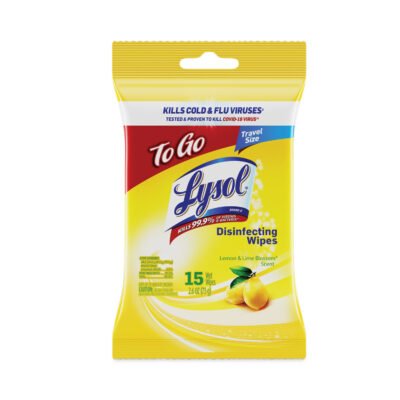 Disinfecting Wipes To-Go Flatpack, 1-Ply, 6.29 x 7.87, Lemon and Lime Blossom, White, 15 Wipes/Flat Pack, 48 Flat Packs/CT