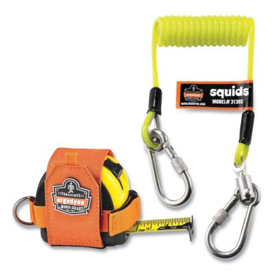 Squids 3190 Tape Measure Tethering Kit, 2 lb Max Working Capacity, 6.5″ to 48″ Long, Lime/Black, Ships in 1-3 Business Days