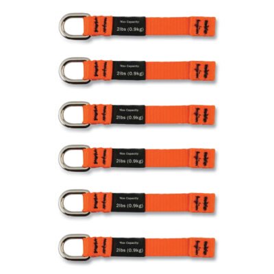 Squids 3700 Nylon Webbing Tool Tails w/D-Rings, Medium, 2 lb Max Work Cap, 4.5″, Orange/Black,6/PK,Ships in 1-3 Business Days