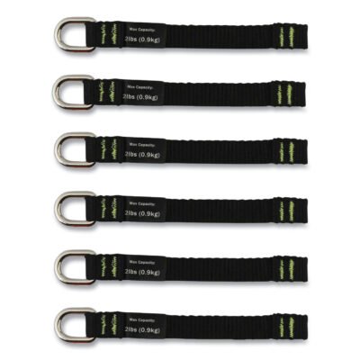Squids 3700 Nylon Webbing Tool Tails w/D-Rings, Large, 2lb Max Work Capacity, 5.5″, Black, 6/Pack, Ships in 1-3 Business Days