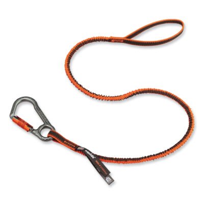 Squids 3108F(x)Tool Lanyard w/Locking Aluminum Carabiner+Loop, 15lb Max Work Cap, 38″ to 48″,OR/GY,Ships in 1-3 Business Days