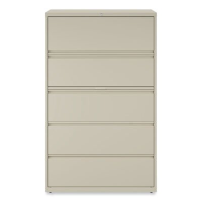 Lateral File, 5 Legal/Letter/A4/A5-Size File Drawers, Putty, 42″ x 18.63″ x 67.63″