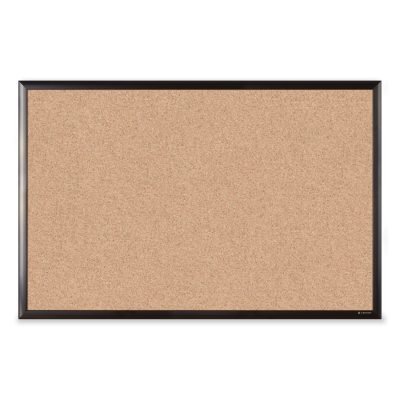 Cork Bulletin Board with Black Aluminum Frame, 35 x 23, Natural Surface