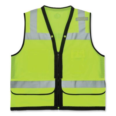 GloWear 8253HDZ Class 2 Heavy-Duty Mesh Surveyors Vest, Polyester, 4X-Large/5X-Large, Lime, Ships in 1-3 Business Days