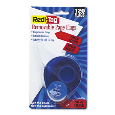 Arrow Message Page Flags in Dispenser, “Sign Here”, Red, 120 Flags/Pack