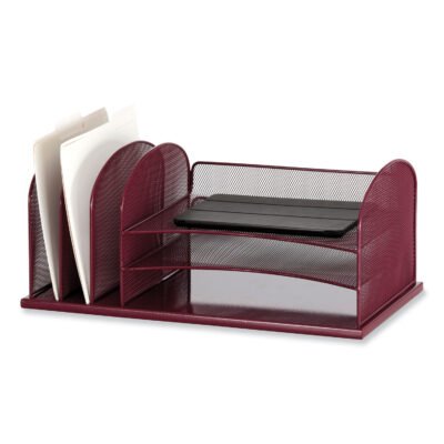 Onyx Desk Organizer w/Three Horizontal and Three Upright Sections,Letter Size,19.25×11.5×8.25,Wine,Ships in 1-3 Business Days