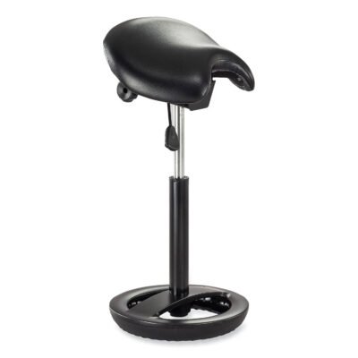 Twixt Extended-Height Saddle Seat Stool, Backless, Supports 300lb, 22.9″ to 32.7″ High Black Seat, Ships in 1-3 Business Days