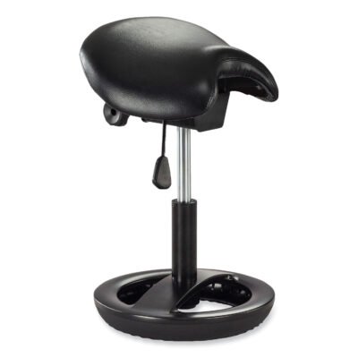 Twixt Sitting-Height Saddle Seat Stool, Backless, Max 300lb, 19″ to 24″ High Seat,Black Seat/Base,Ships in 1-3 Business Days