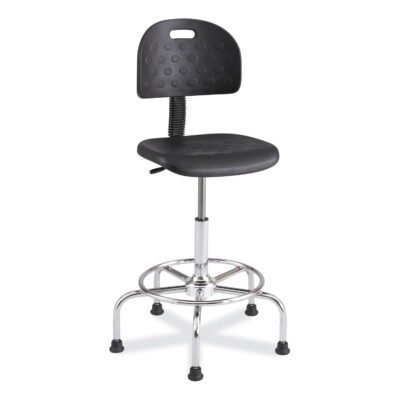 Workfit Economy Industrial Chair, Up to 400 lb, 22″ to 30″ High Black Seat/Back, Silver Base, Ships in 1-3 Business Days