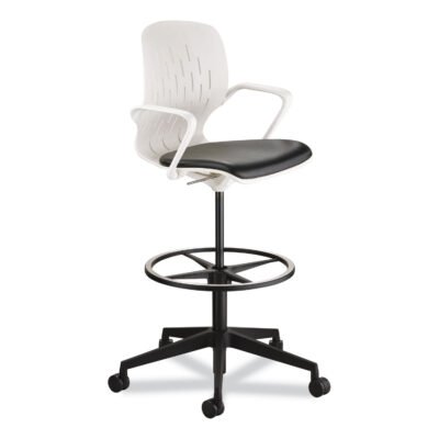 Shell Extended-Height Chair, Max 275 lb, 22″ to 32″ High Black/White Seat, White Back, Black Base, Ships in 1-3 Business Days