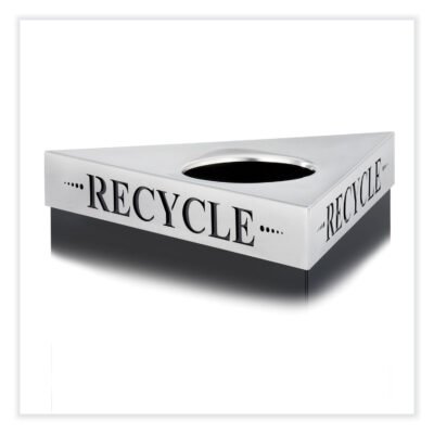 Trifecta Waste Receptacle Lid. Laser Cut “RECYCLE” Inscription, 20w x 20d x 3h, Stainless Steel, Ships in 1-3 Business Days