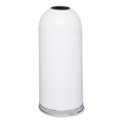 Open Top Dome Receptacle, 15 gal, Steel, White, Ships in 1-3 Business Days