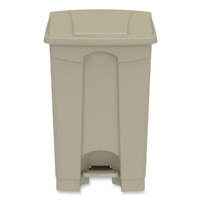 Plastic Step-On Receptacle, 12 gal, Plastic, Tan, Ships in 1-3 Business Days